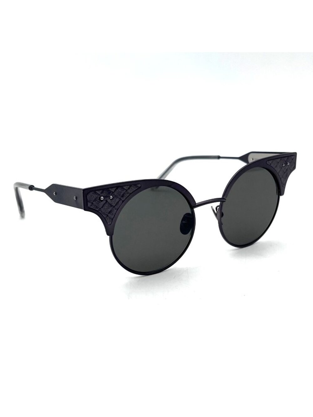 Bottega Veneta Sunglasses BV0113S 001 Charcoal Color Metal Cat Eye Frame & Lens